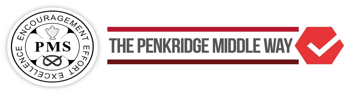 Penkridge Middle Way logo with a red checkmark, representing school values of Effort, Encouragement, and Excellence.  