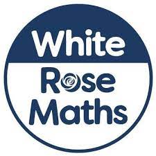 White Rose Maths logo featuring a navy blue circular background with white text and a spiral design inside the letter "o."  