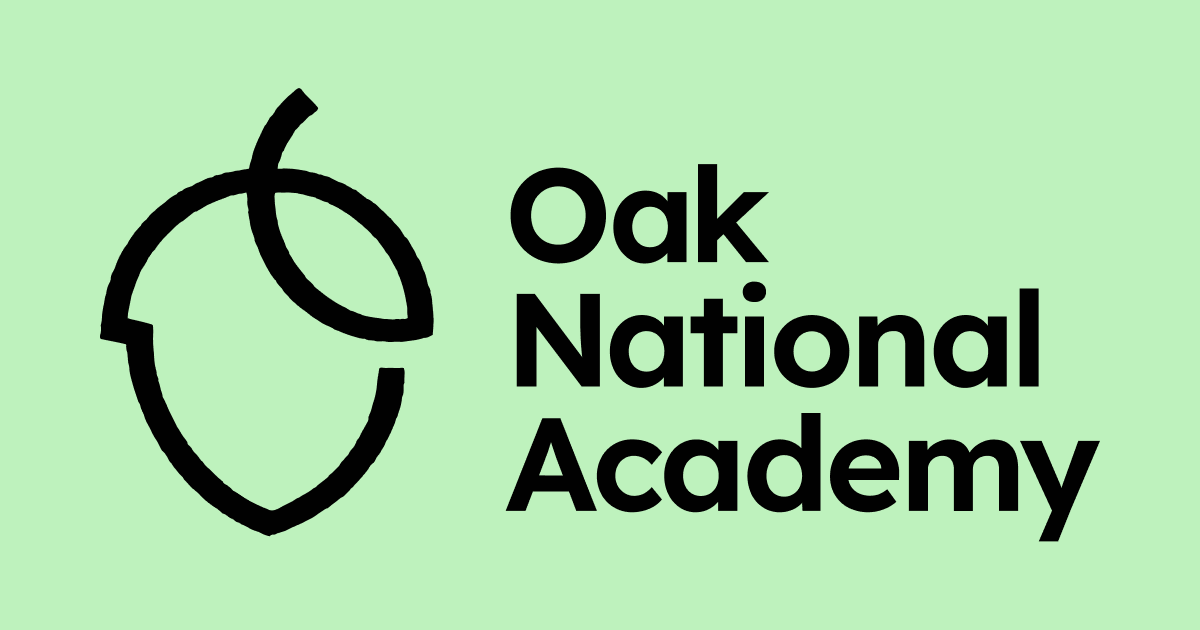 Oak National Academy logo featuring a green background with a black stylised oak leaf symbol.  