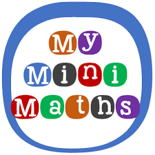 My Mini Maths logo featuring a blue rounded square outline with colourful lettered blocks spelling "My Mini Maths."  