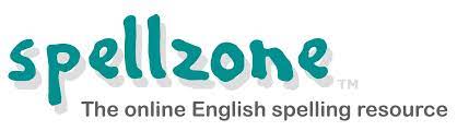 "Spellzone" logo in blue-green handwritten font with the tagline "The online English spelling resource."  